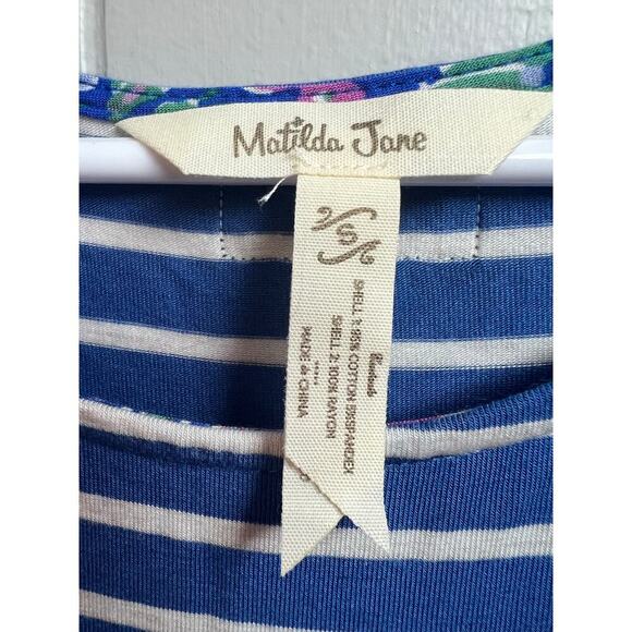 Matilda Jane The Road Ahead Women's Maxi Dress Blue White Striped Small - Picture 2 of 10
